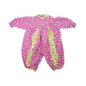 Tara Kinderkleding Pink and Yellow Baby Animals Jumpsuit 6-9 Months